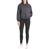 DKNY Women's Oversized Quilted Bomber Jacket, Black / Matte, M